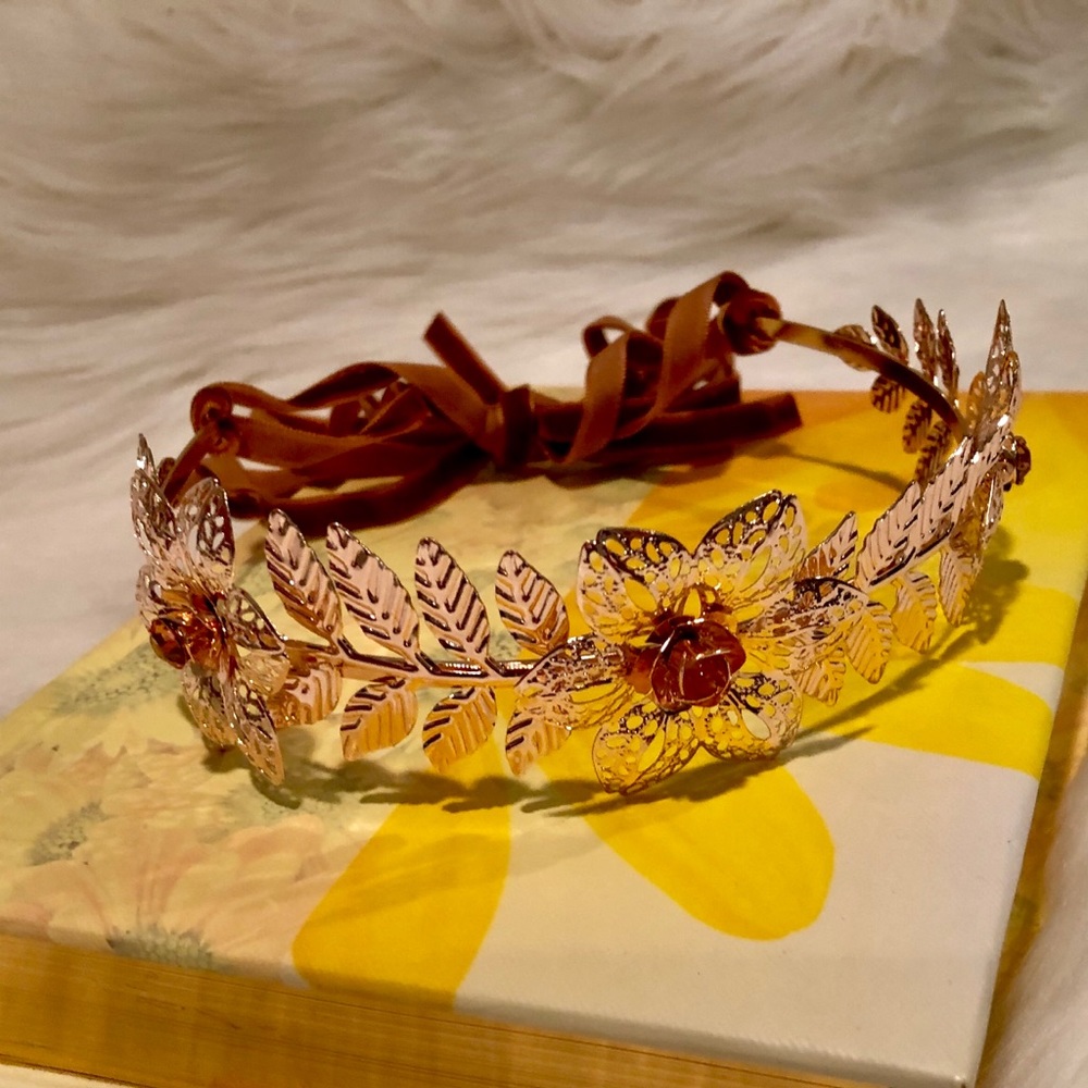 Rose gold flower headband